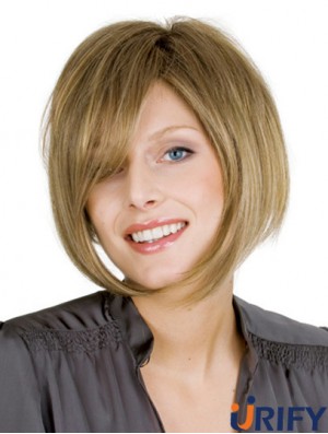 Kinnlänge Blond Moderne 10 Zoll gewellte Bob Perücken