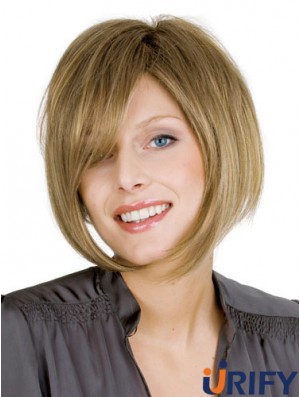 Blonde gerade Kinn Länge Bobs 100% handgebundene billige Perücken für Frauen