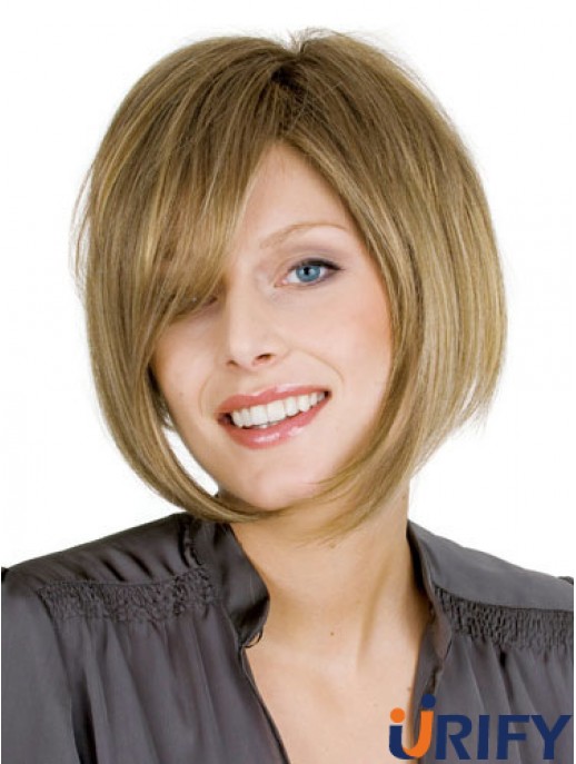 Blonde gerade Kinn Länge Bobs 100% handgebundene billige Perücken für Frauen