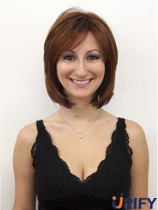Echthaar Perücken Auburn Farbe Layered Cut Chin Länge