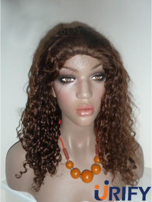 Brown Long Soft Curly ohne Pony Spitze Perücken