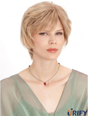 Monofilament Straight Layered Chin Länge 8 Zoll Unglaubliche Echthaar Perücken