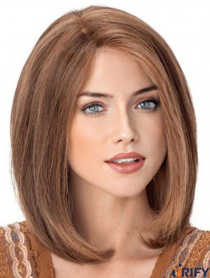 Große 12 Zoll Auburn Schulterlänge ohne Pony Straight Lace Perücken