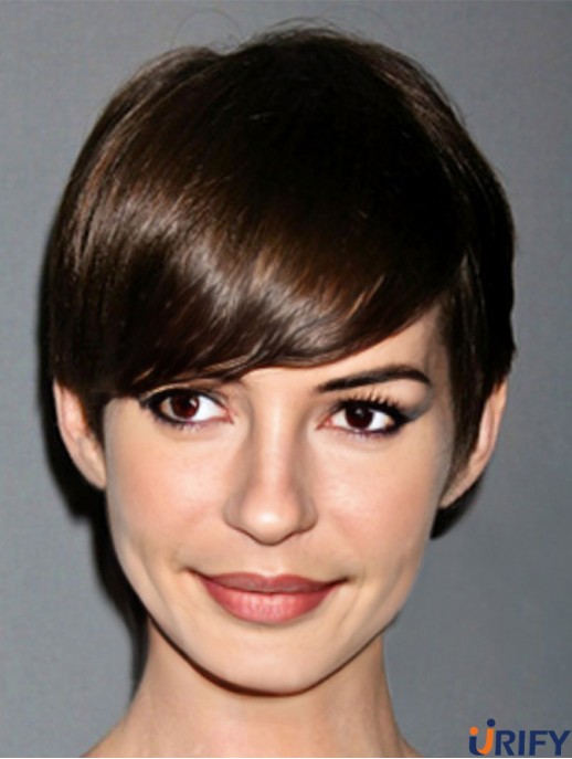 Brown Cropped Straight Boycuts Lace Front 6 Zoll  Perücken