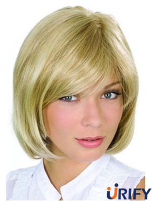 Kinnlänge Blond Hochwertige 10 Zoll gewellte Bob Perücken