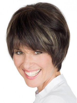 Stil 8 Zoll Brown Short Boycuts Straight Lace Perücken