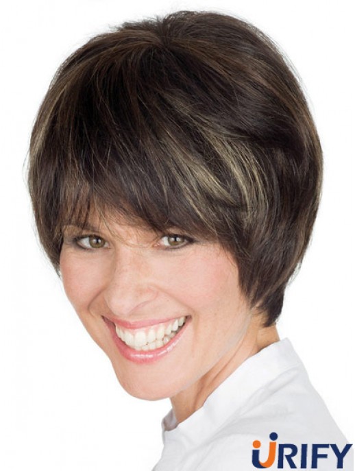 Stil 8 Zoll Brown Short Boycuts Straight Lace Perücken