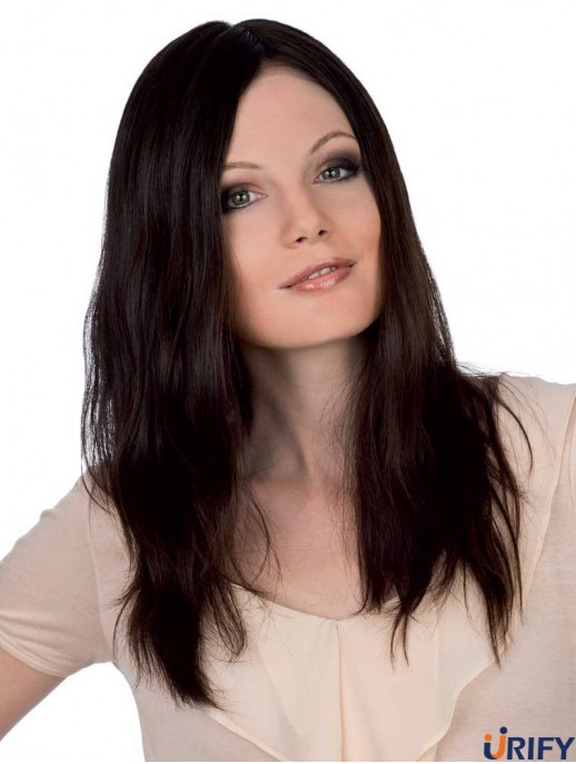 Gerade ohne Pony Monofilament Brown Soft Long Perücken