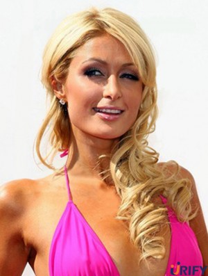 Spitze vorne lang gewellt ohne Pony Blond Geeignete Paris Hilton Perücken