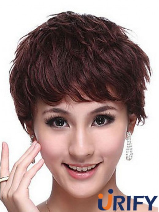 Capless Wavy Boycuts Cropped Trendy Echthaar Perücken