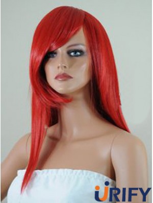 Gerade mit Pony Lace Front Erschwingliche 18 Zoll Red Long Perücken