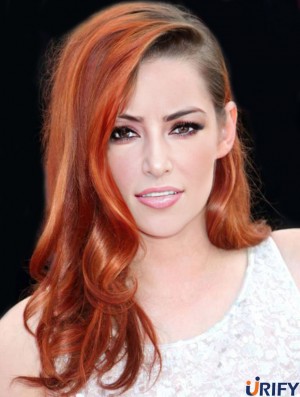 Ohne Pony Long Copper Wavy 18 Zoll stilvolles Menschenhaar Kristen Stewart Perücken