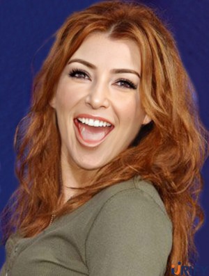 Ohne Pony Langes Kupfer Welliges 20 Zoll Neues Echthaar Alyson Hannigan Perücken
