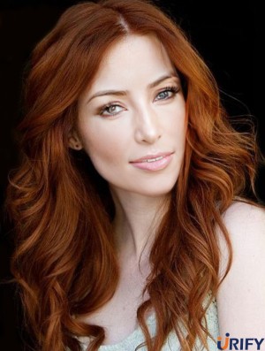 Ohne Pony Long Copper Wavy 20 Zoll Perfect Human Hair Jessica Chastain Perücken