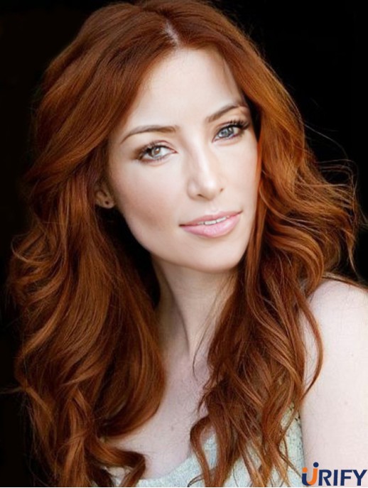 Ohne Pony Long Copper Wavy 20 Zoll Perfect Human Hair Jessica Chastain Perücken