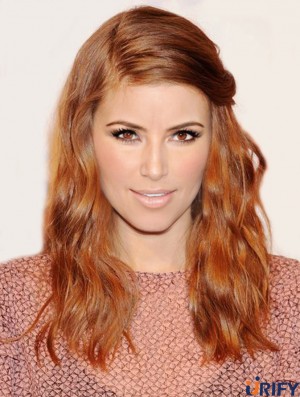Ohne Pony Langes Kupfer Wellig 18 Zoll Flexibilität Echthaar Kate Mara Perücken