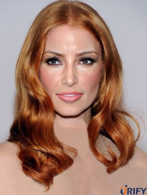 Ohne Pony Langes Kupfer Wellig 18 Zoll Günstigstes Menschenhaar Jessica Chastain Perücken
