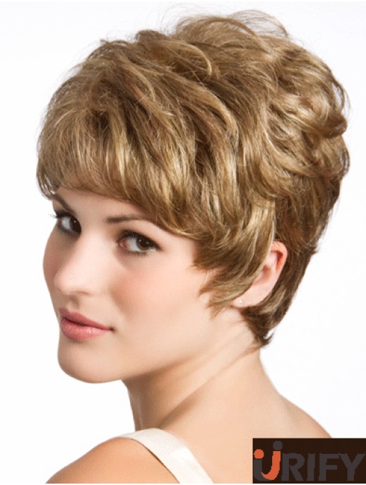 Welliges 8 Zoll blondes Boycuts menschliches Haar zum Verkauf