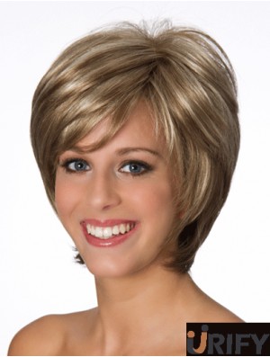 Layered Wavy Blonde 8 Zoll echte menschliche Perücken