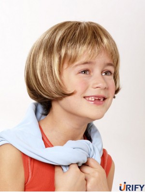 Straight Blonde 8 Zoll Bobs Remy Echthaar Kurze 100% handgebundene Perücken