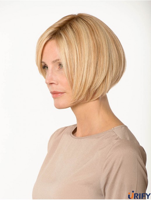Lace Front Straight Bobs 8 Zoll Blonde Kinn Länge Echthaar Perücken