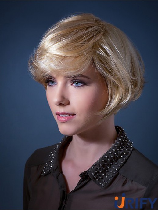 Remy Echthaar Monofilament 8  inchBobs Wavy Blonde Short Hair Perücken