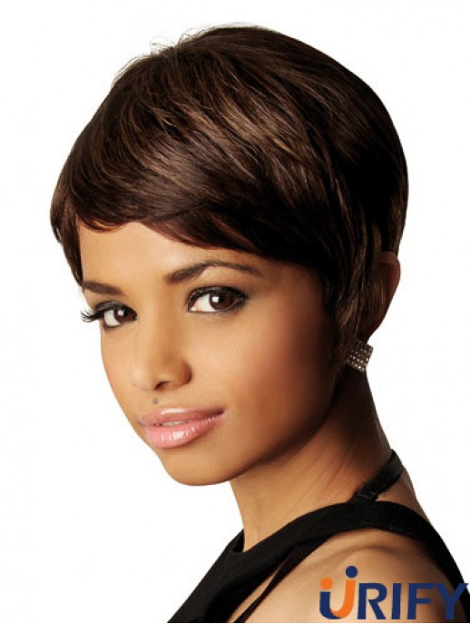 Afroamerikaner Echthaar Perücken Straight Style Kurzer Bobs Cut