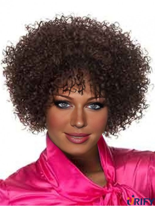 Beliebte Brown Short Layered Curly Glueless Lace Front Perücken