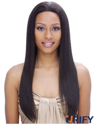 24  inchSchwarz lang ohne Pony Yaki Incredible Lace Perücken