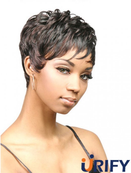 Cropped Black Wavy Boycuts Rabatt Afroamerikaner Perücken