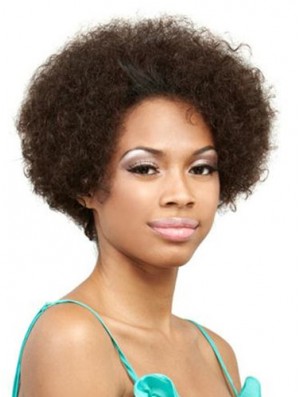 Echthaar Front Lace Perücke kurze Länge lockiger Stil braune Farbe
