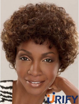 Capless Short Brown Layered Brown Synthetische Afro Kinky Frisuren