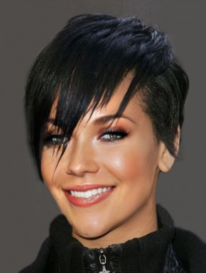  Perücken Zum Verkauf Mit Capless Black Color Cropped Length Boycuts