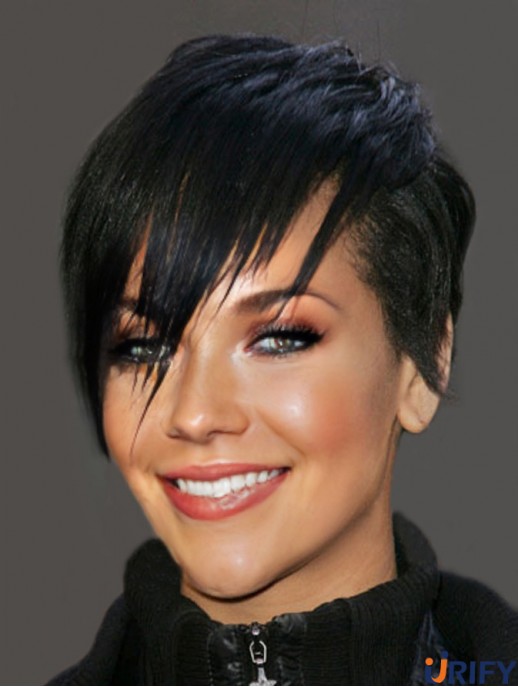  Perücken Zum Verkauf Mit Capless Black Color Cropped Length Boycuts
