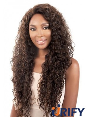 Long Brown Kinky ohne Pony Langlebige Afroamerikaner Perücken