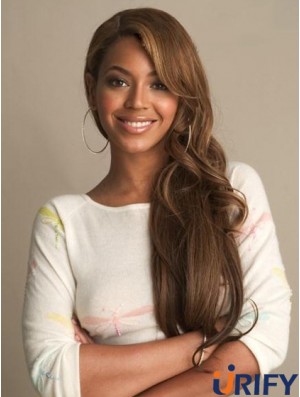 Brasilianische 24  inchBrown Lace Front wellig mit Pony  Perücken