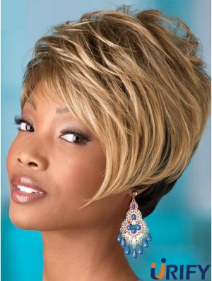 Kurze blonde gewellte Boycuts Bequeme Afroamerikanerperücken