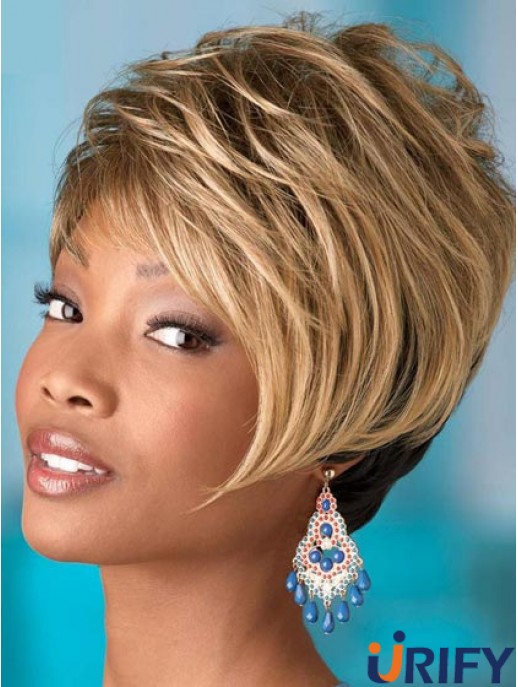 Kurze blonde gewellte Boycuts Bequeme Afroamerikanerperücken