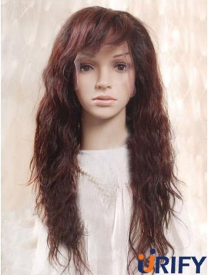 Auburn 100% handgebundene geschichtete gewellte Remy Human Long Mono Perücken
