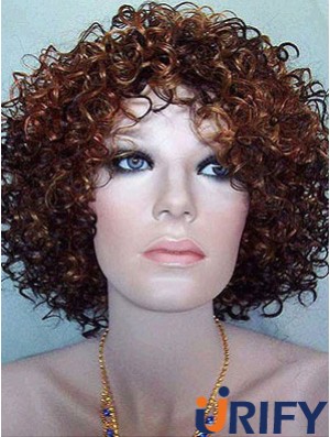 Kinky Layered Chin Length Hochwertige Auburn Synthetic Perücken
