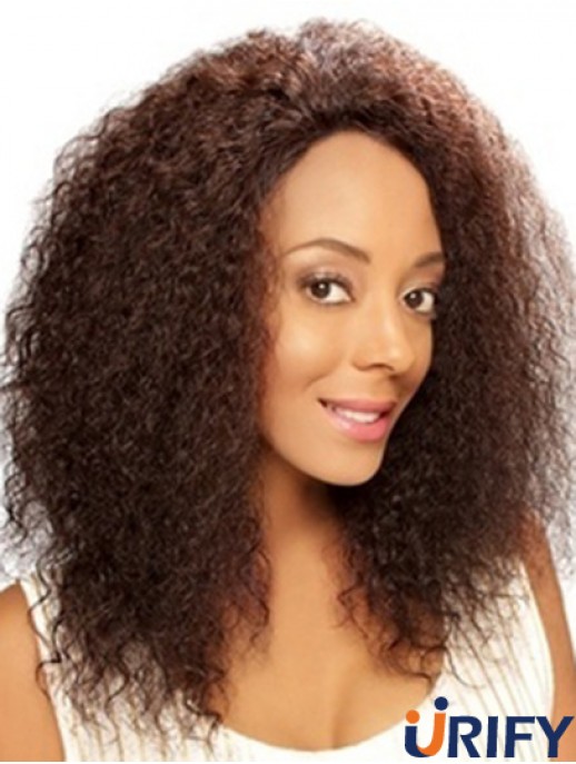 14 Zoll braune Schulterlänge ohne Pony Curly Sleek Lace Perücken