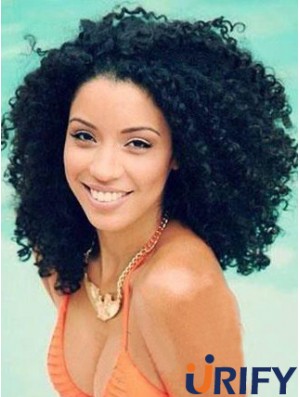 Schulter Spitze Spitze Remy Human Black Kinky Curly Afro Perücke