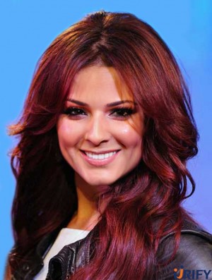  Style Perücken Rote Farbe Long Length Wavy Style Layered Cut