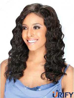 Brasilianische Echthaar Lace Front Perücken schwarze Farbe lange Länge