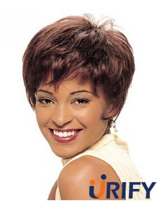 Cropped Auburn Straight Boycuts Schöne Afroamerikaner Perücken