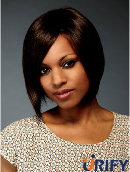 Kinnlänge Brown Straight Bobs Flexibilität Afroamerikaner Perücken