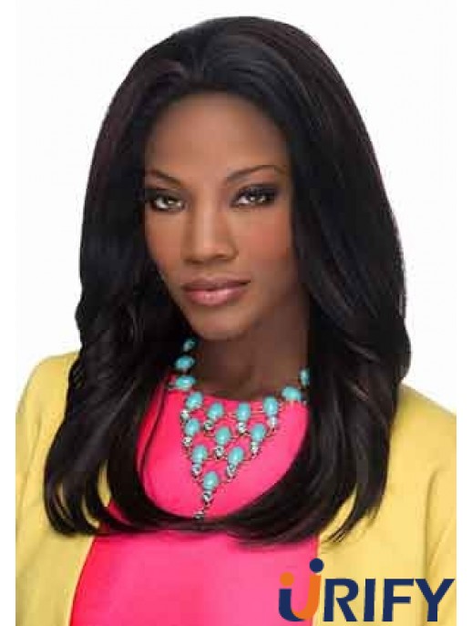 Fashion Black Long Layered Straight Glueless Lace Front Perücken