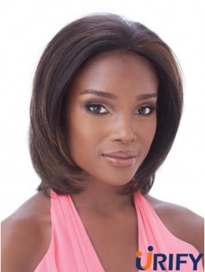 Ohne Pony Frisuren Straight Auburn Kinn Länge Echthaar Spitze Front Perücken