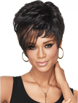 Cropped Black Wavy Boycuts Hochwertige Afroamerikaner Perücken