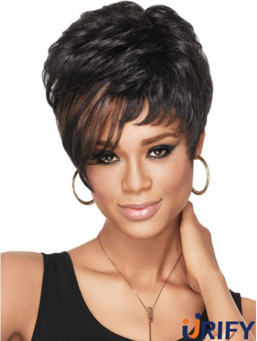 Cropped Black Wavy Boycuts Hochwertige Afroamerikaner Perücken